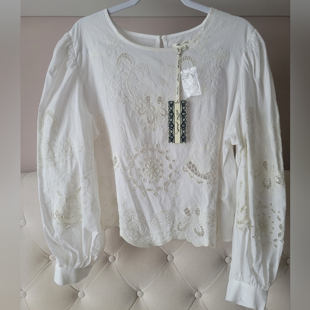 NWT Sz XL Ultrapink Embroidered Cotton Top In Cream